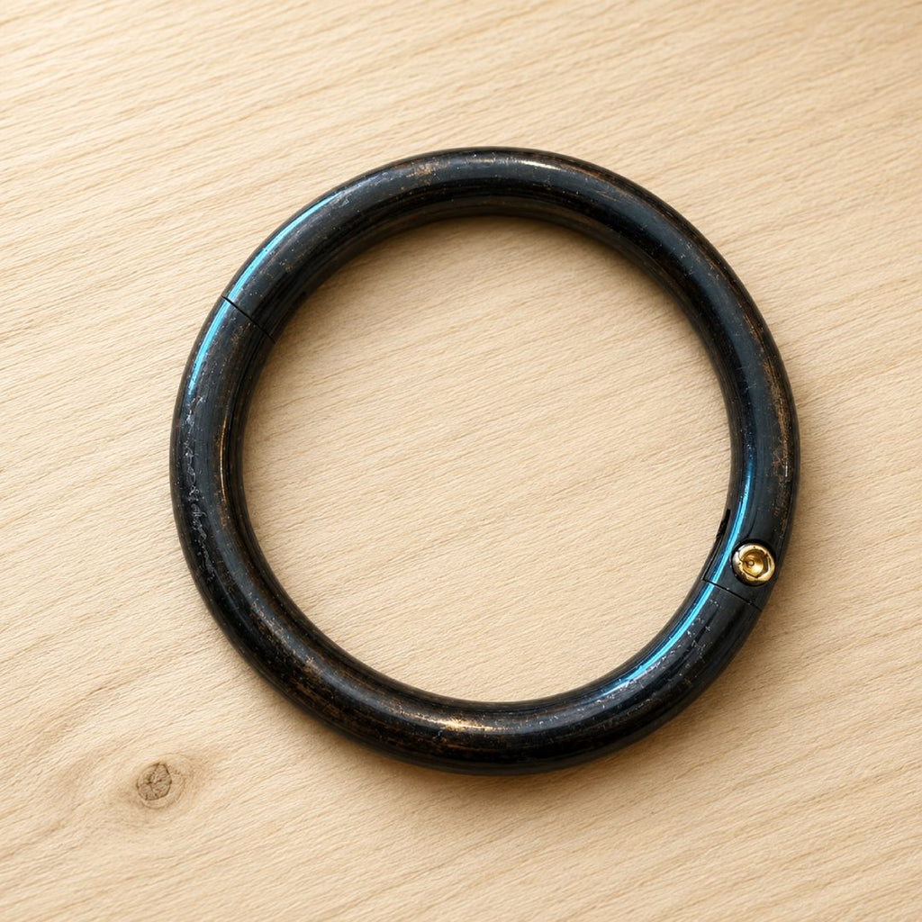 Cowboy Bull Ring Bangle Bracelet - Aged Gunmetal Brass