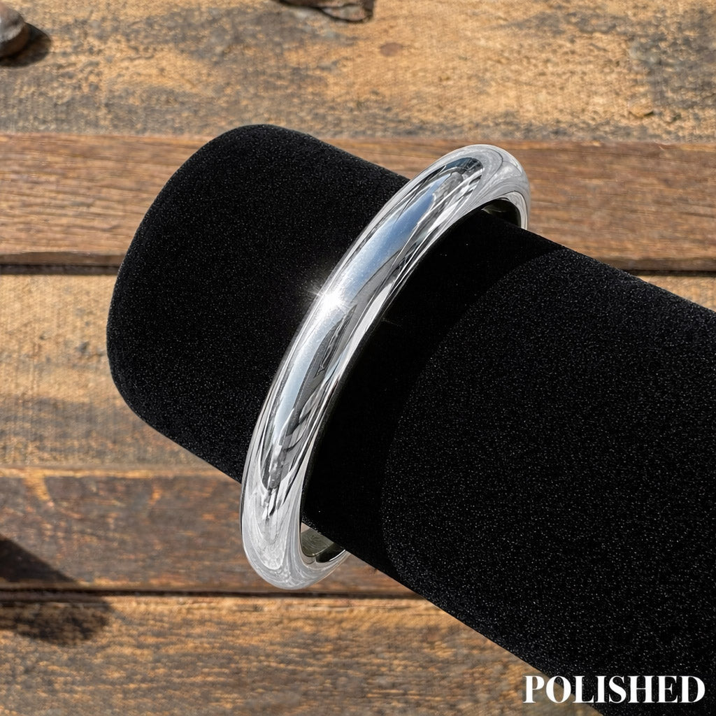 Polished Style - Silver Cowboy Bull Ring Bangle Bracelet